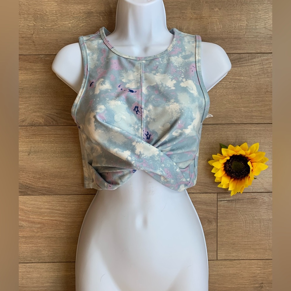 Wildfox Sweat Women’s Small Blue Tie Dye Melange Twist Crop Top